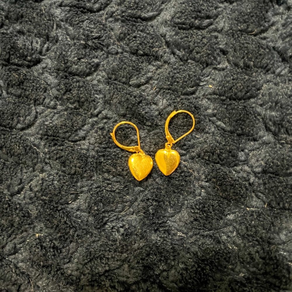 Gold Heart Earrings with Clasp